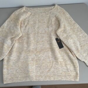 Lee Women's Speckled Knit Sweater Boat Neck Long Sleeve Size 3X Soft Comfy